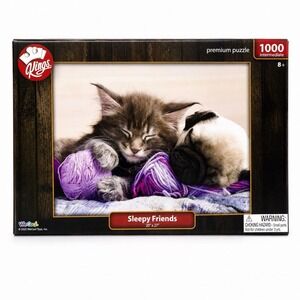 Kings Sleepy Friends Kitten Puppy 1000 Piece Jigsaw Puzzle 20x27 NEW SEALED